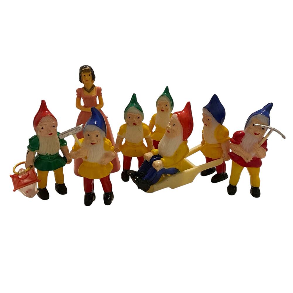Vintage Snow White and the Seven Dwarfs Hard Plastic Cake Toppers Decoration